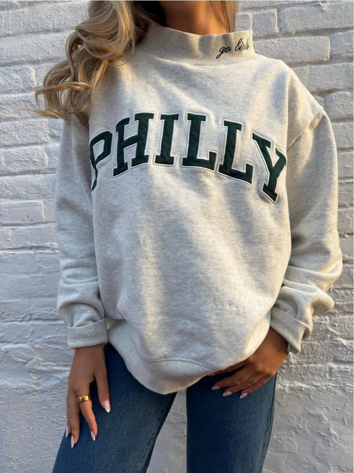 Damen nan weit geschnittenes College-Sweatshirt mit hohem Stehkragen und aufgenähtem Schriftzug Echo Archiv