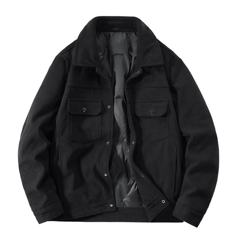 Herren Cordjacke mit gesteppter Thermofütterung und aufgesetzten Brusttaschen – Taviero