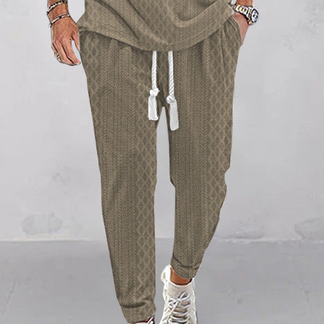 Herren Slim-Tapered Joggerhose im Struktur-Design mit Kordelzug und Eingrifftaschen – Sorevano