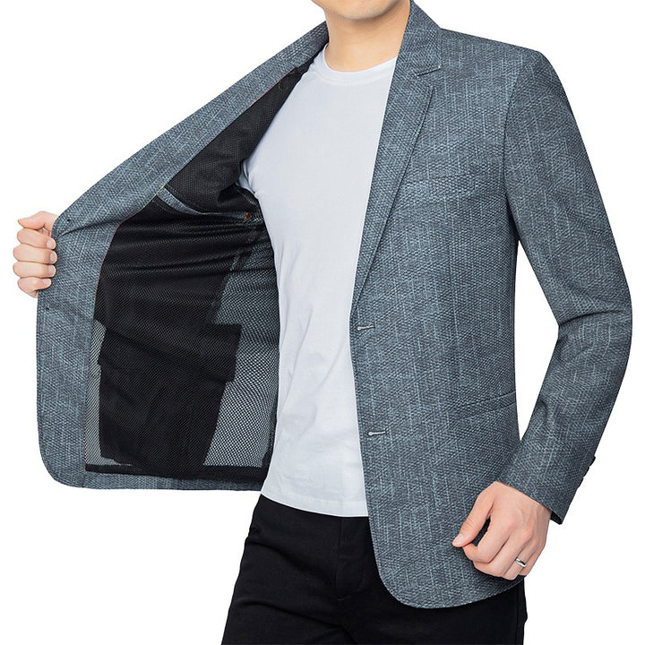 Herren Unstrukturiertes Slim-Fit Sakko mit leichtem Stretch und halber Innenfütterung – Tianoro