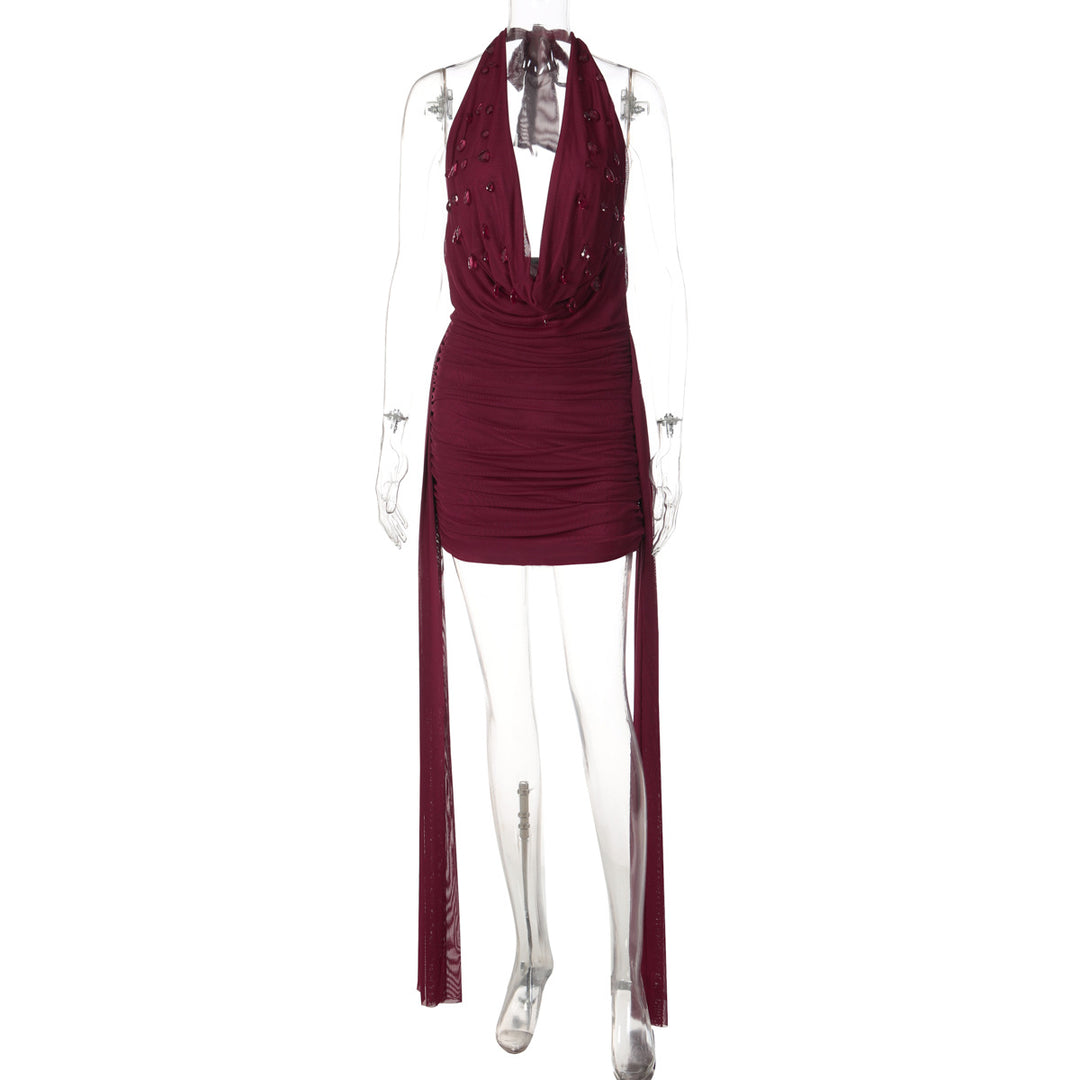 Damen Mini-Kleid mit raffiniertem Drapé und tiefem V-Ausschnitt Echo Archiv