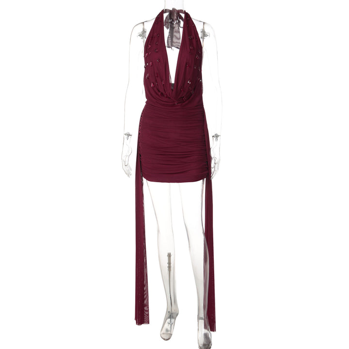 Damen Mini-Kleid mit raffiniertem Drapé und tiefem V-Ausschnitt Echo Archiv