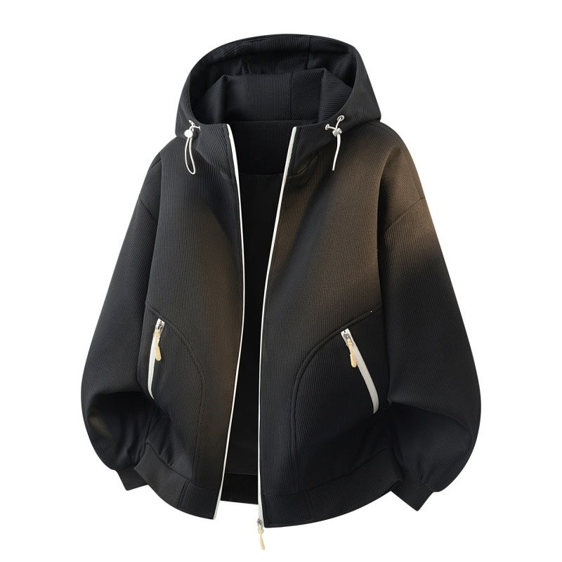 Damen Oversize-Kapuzenjacke mit Farbverlauf, Zwei-Wege-Reißverschluss & Zip-Taschen Echoarchiv