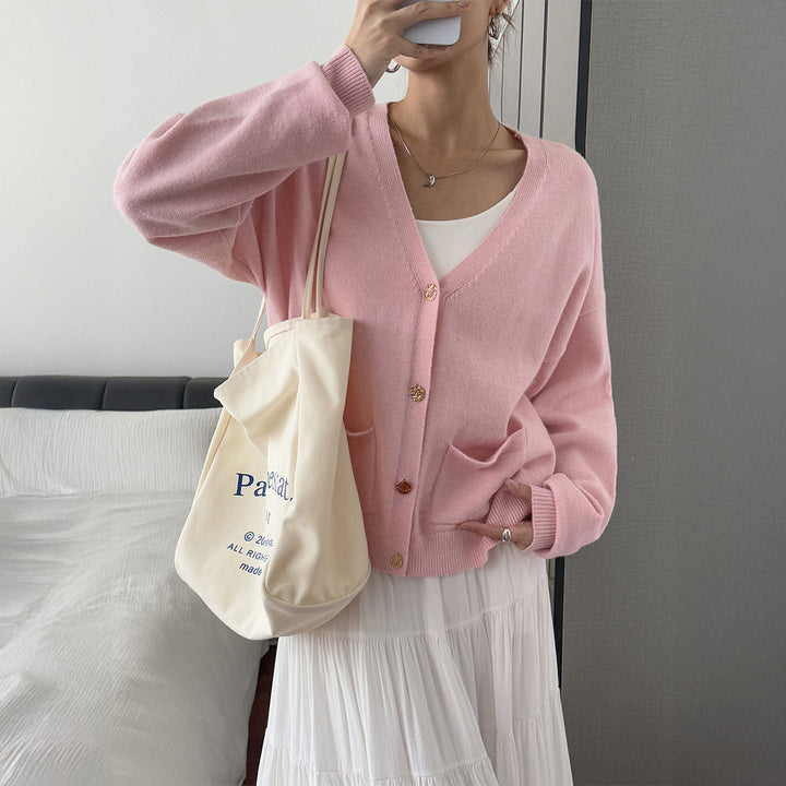 Damen nan kuschelige Oversize-Strickjacke mit aufgesetzten Taschen, weitem Arm und feinem Kaschmir-Mix Echo Archiv