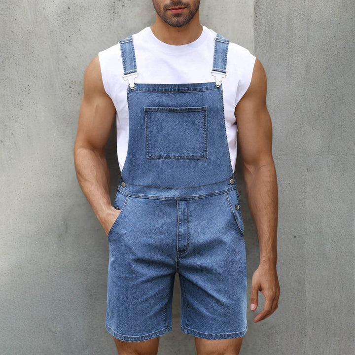 Herren Latzshorts aus Baumwoll-Denim mit praktischen Taschen und verstellbaren Trägern Echoarchiv
