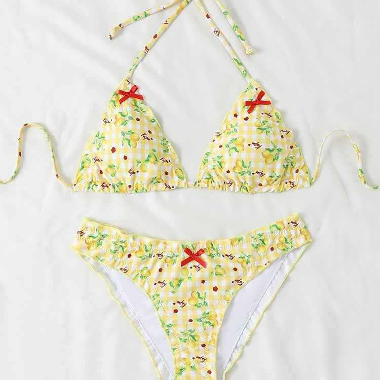 Damen Triangel-Bikini mit floralem Muster und Rüschendetails Echo Archiv