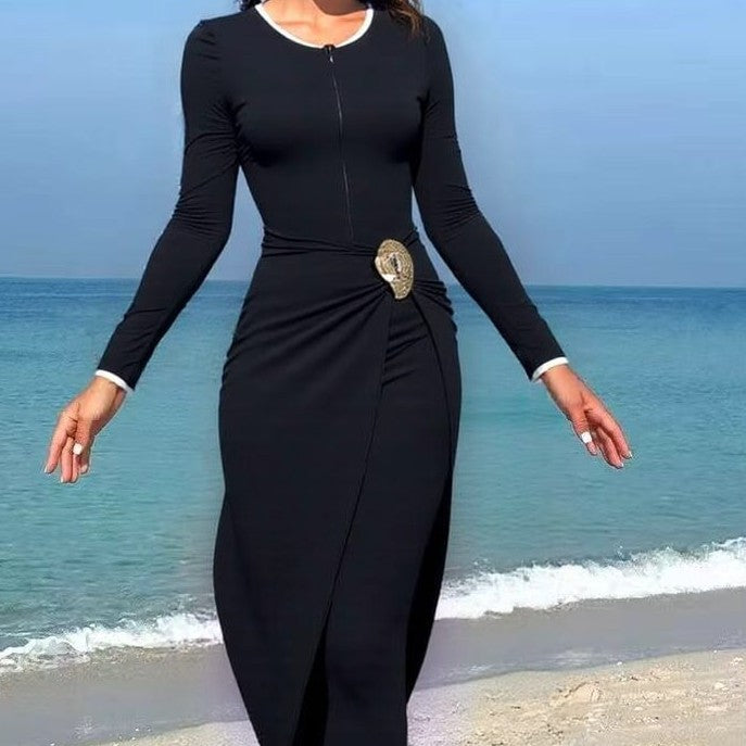 Damen modisches Wickelkleid mit elegantem Gürtel Echo Archiv