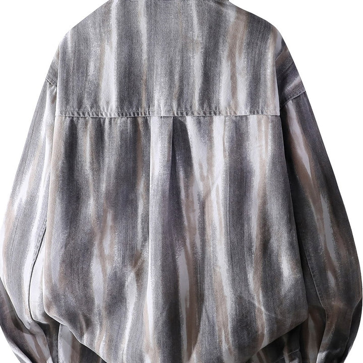 Herren Oversize-Überhemdjacke im Aquarell‑Streifenlook mit Brusttasche & softem Baumwollmix Echoarchiv