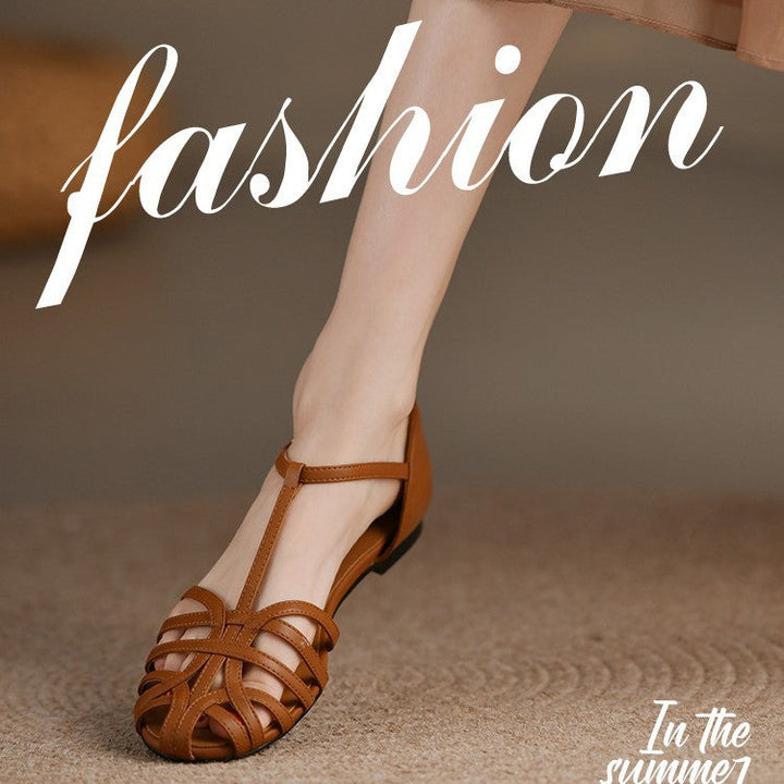 Damen elegante Flachsandalen mit verstellbarem Riemen und modischem Schnitt Echoarchiv