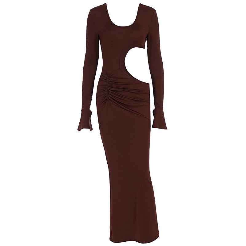 Damen elegantes Maxi-Kleid mit asymmetrischem Cut-Out und Raffungen Echo Archiv