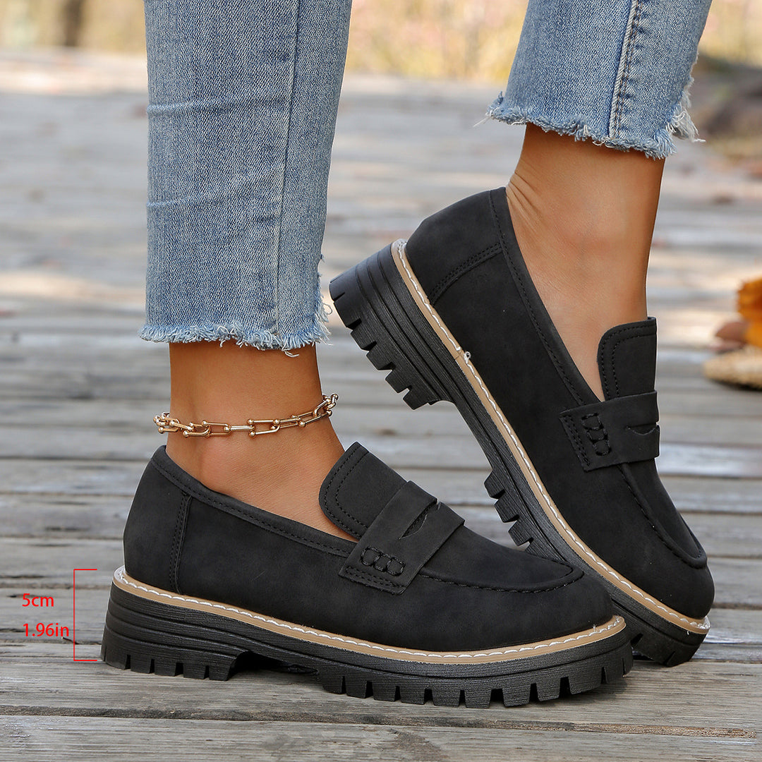 Damen robuste Loafer mit markanter Profilsohle, weichem Veloursoptik-Obermaterial und gepolstertem Komfortfußbett Echo Archiv
