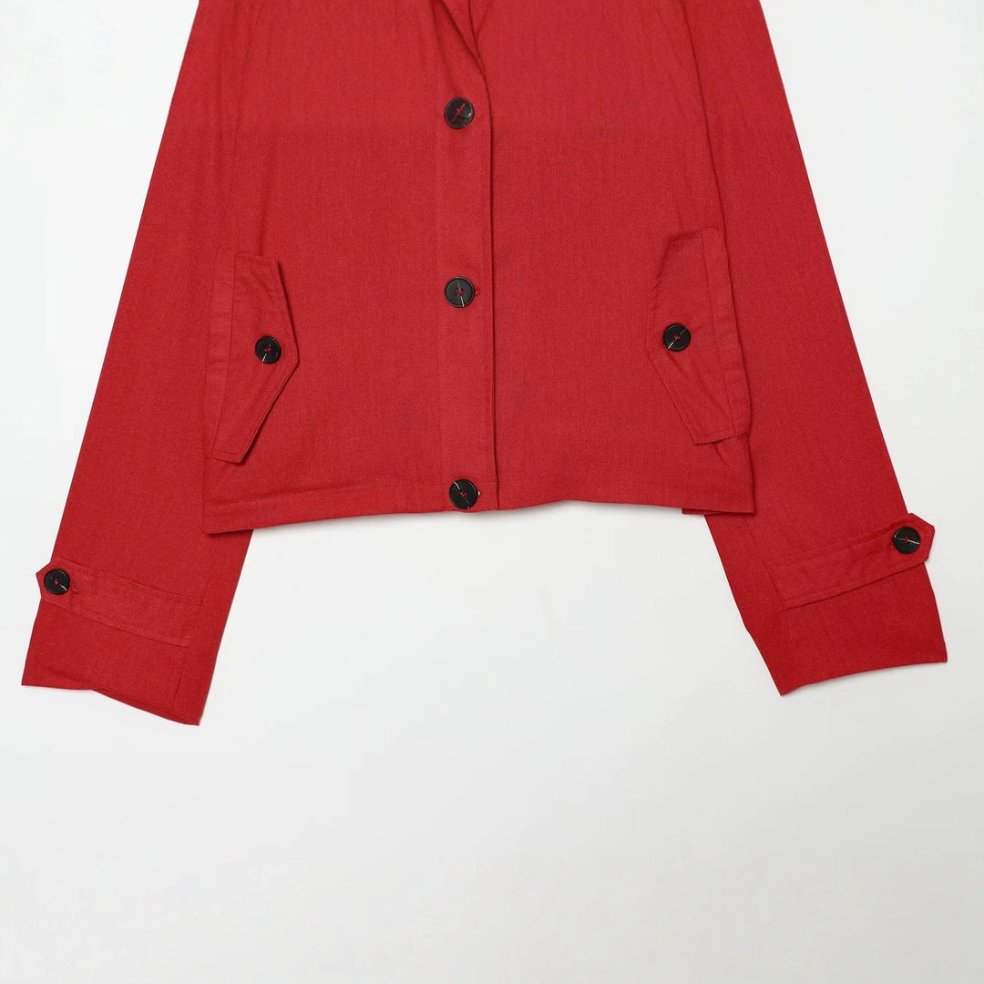 Damen Kurze Utility-Jacke im Cropped-Schnitt mit Stehkragen und Schulterriegeln Echo Archiv
