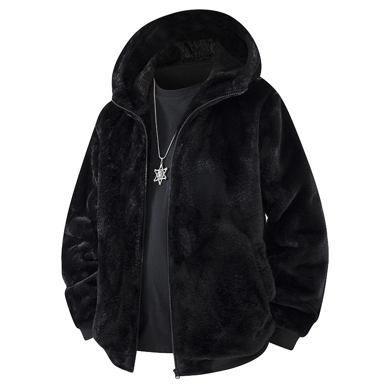 Herren Kapuzen-Fleecejacke im Oversized-Look mit weichem Kunstfellfutter Echo Archiv