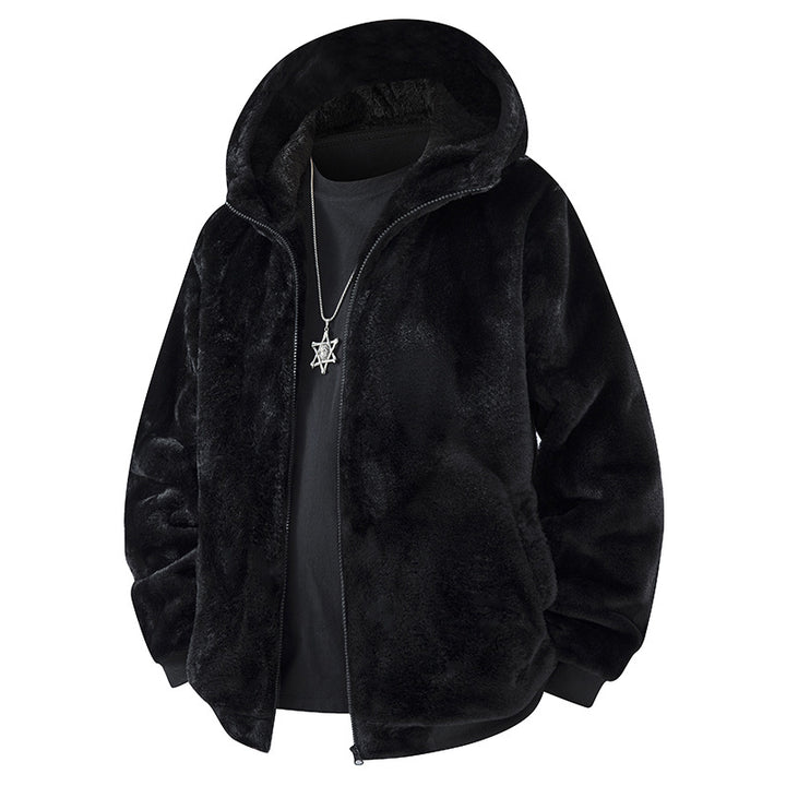 Herren Kapuzen-Fleecejacke im Oversized-Look mit weichem Kunstfellfutter Echo Archiv