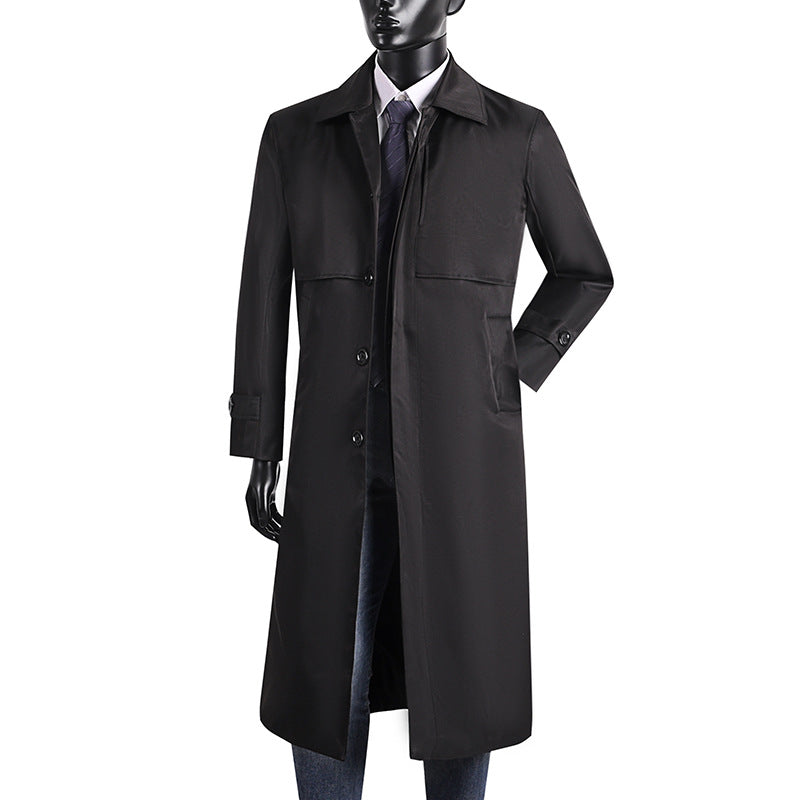 Herren langer Trenchcoat mit verdeckter Knopfleiste und wasserabweisender Ausstattung Echoarchiv