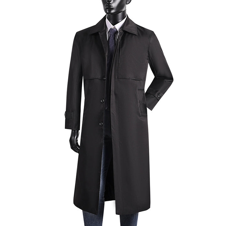 Herren langer Trenchcoat mit verdeckter Knopfleiste und wasserabweisender Ausstattung Echoarchiv