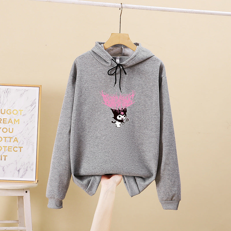 Damen Kapuzenpullover mit Gothic‑Kawaii Print, Oversize‑Schnitt und weichem Fleeceinnenfutter – Auréline