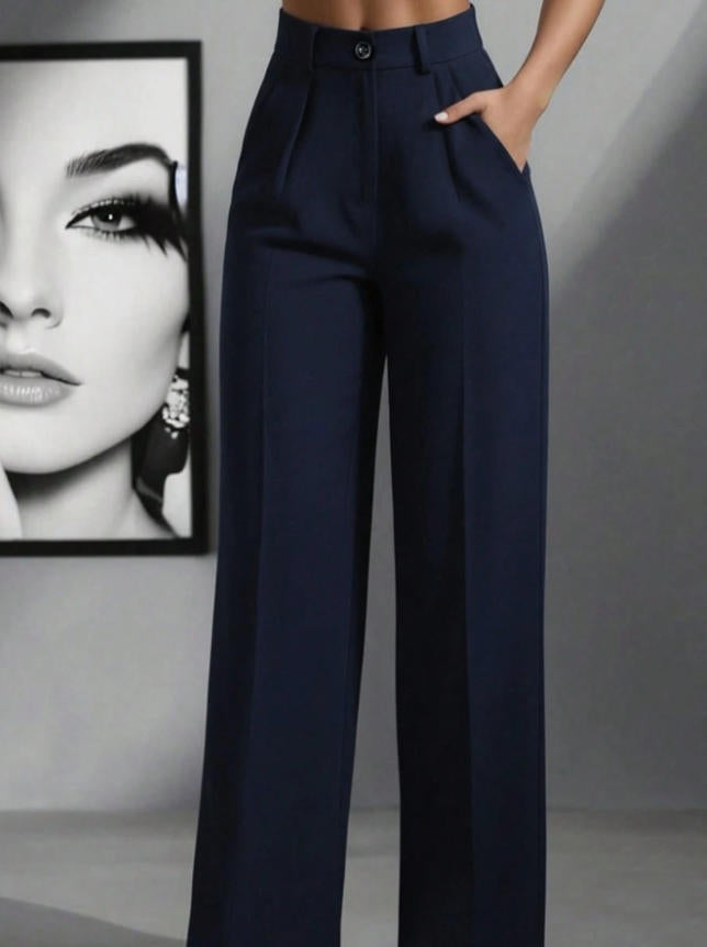 Damen elegante weite Bundfaltenhose Echoarchiv