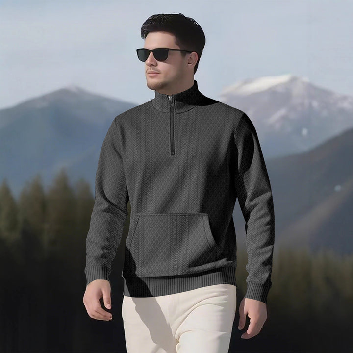Herren sportlicher Fleece-Pullover mit hohem Kragen und Reißverschluss Echoarchiv