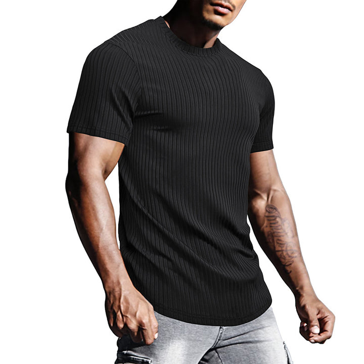 Herren kurzärmliges Rippenshirt mit atmungsaktiver Struktur Echoarchiv