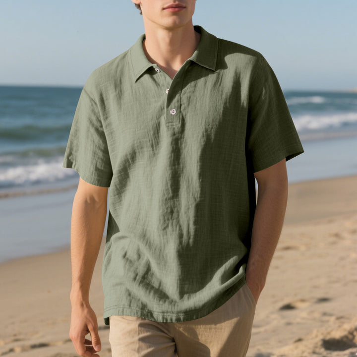 Herren Kurzarm Poloshirt mit luftiger Baumwollstruktur und klassischem Kragen Echoarchiv