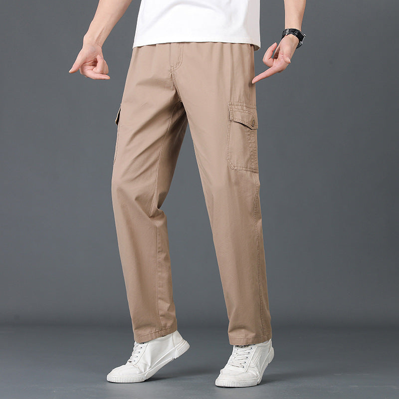 Herren Weite Cargo-Hose mit elastischem Bund, aufgesetzten Klappentaschen & geradem Bein Echo Archiv