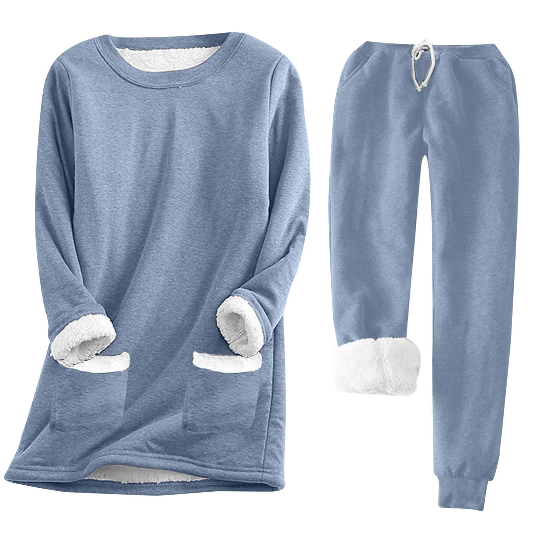 Damen Kuschelige LoungEchoarchivnzug mit Fleece-Innenfutter und praktischen Taschen Echoarchiv