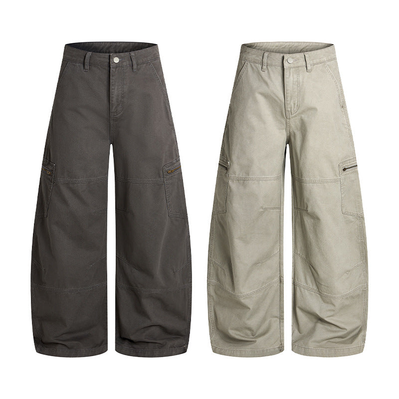 Herren Weite Twill-Palazzo-Cargohose mit tiefem Schritt, Knieabnähern und Utility-Taschen Echo Archiv