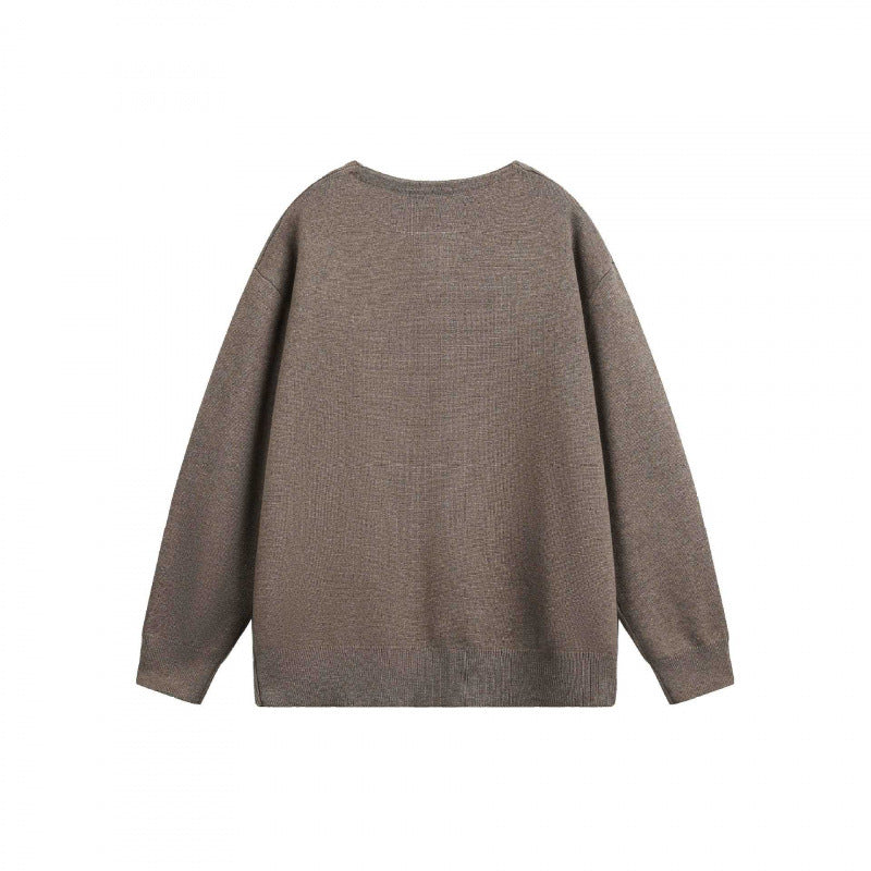 Unisex Oversize-Feinstrickpullover mit kurzem Henleyverschluss und strukturierter Mélange-Qualität Echo Archiv