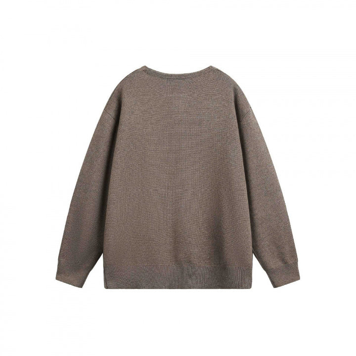 Unisex Oversize-Feinstrickpullover mit kurzem Henleyverschluss und strukturierter Mélange-Qualität Echo Archiv