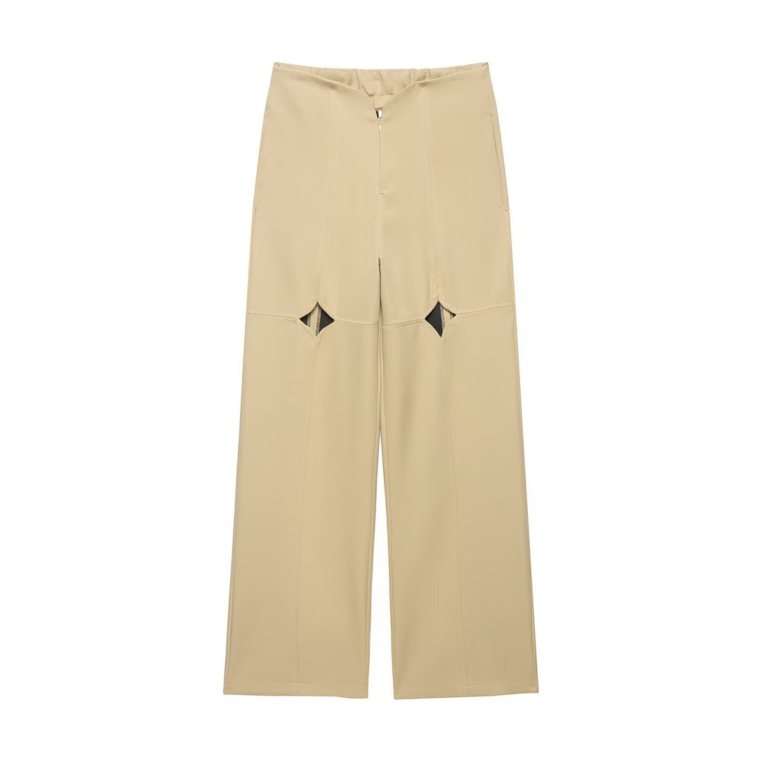 Damen Hochtaillierte weite Hose mit Cut-Out‑Kniepartie und Ziernähten Echo Archiv