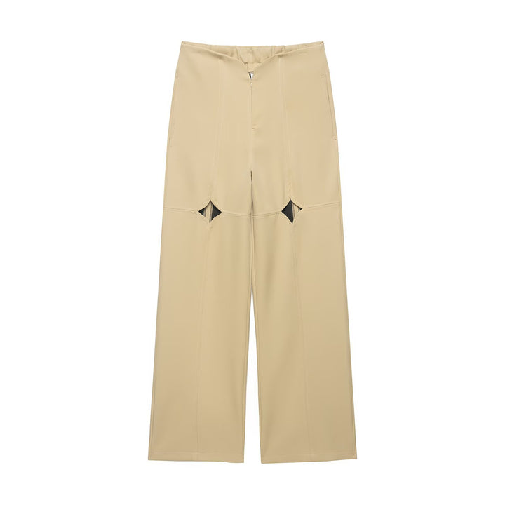 Damen Hochtaillierte weite Hose mit Cut-Out‑Kniepartie und Ziernähten Echo Archiv