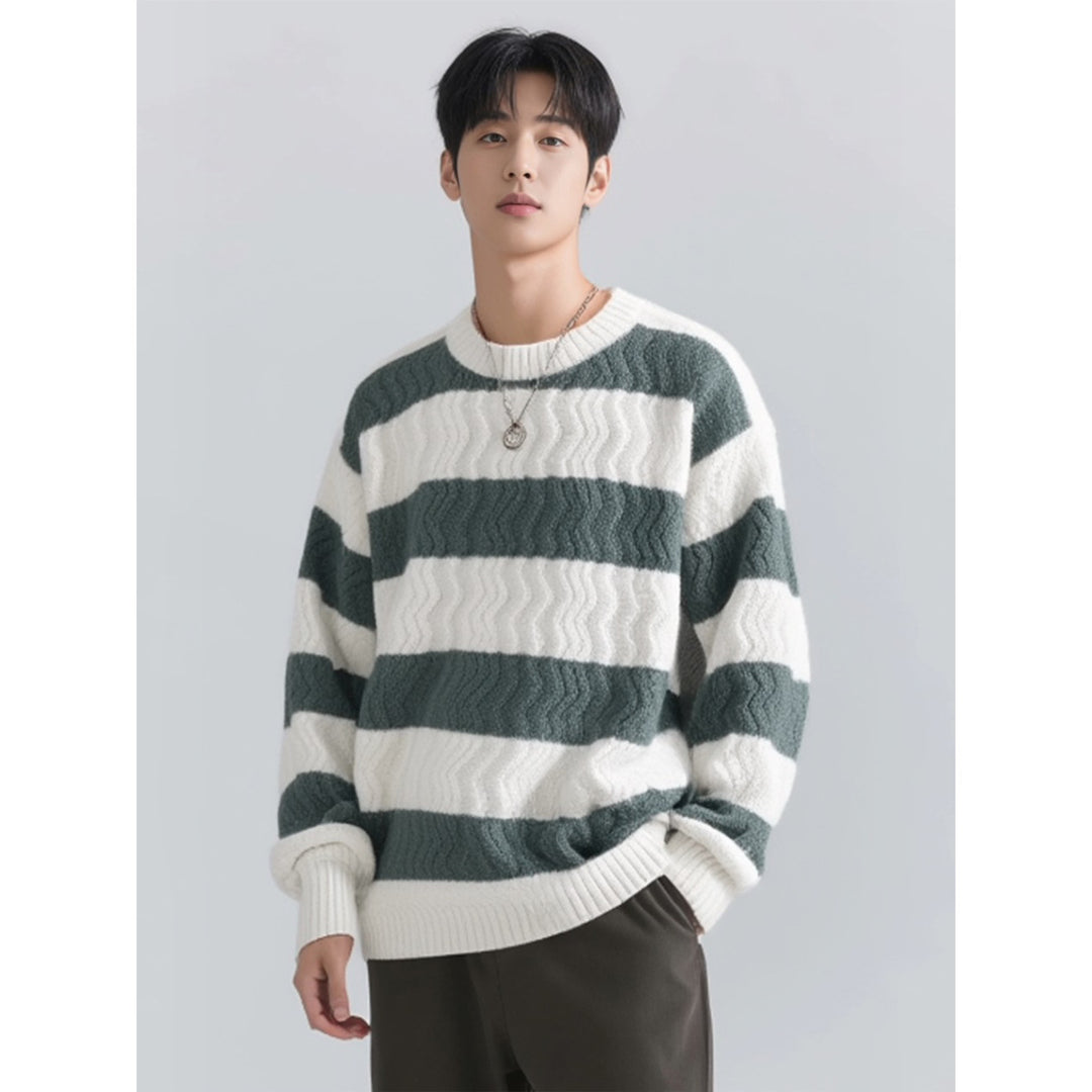 Herren Grobstrickpullover mit Wellenmuster Echoarchiv
