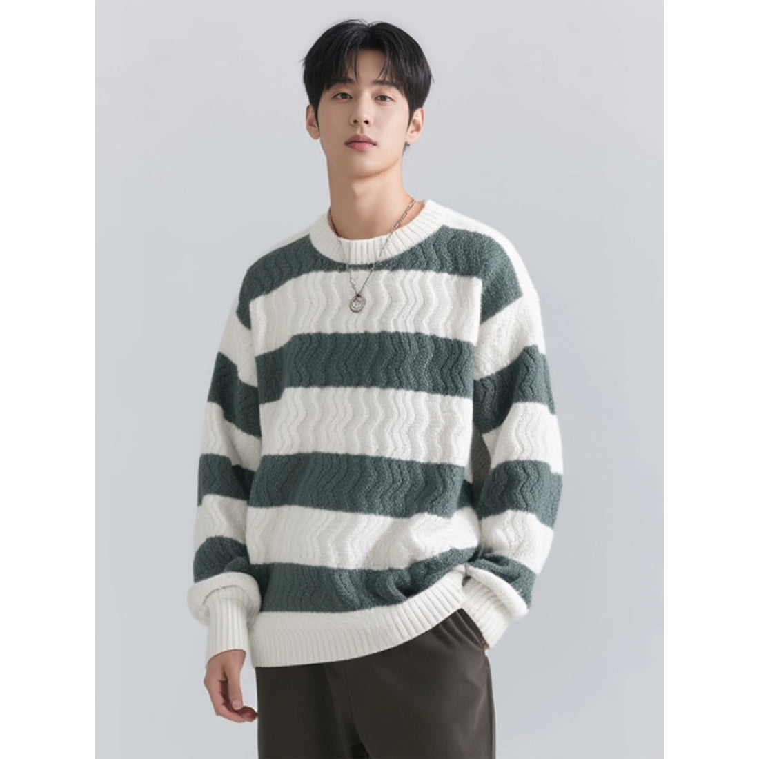 Herren Grobstrickpullover mit Wellenmuster Echoarchiv
