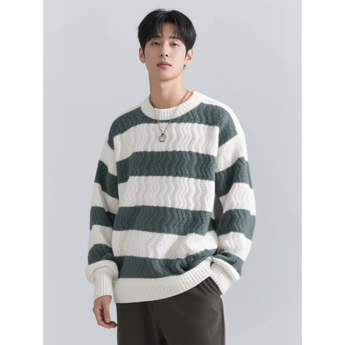 Herren Grobstrickpullover mit Wellenmuster Echoarchiv
