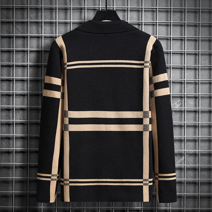 Herren modische Strickjacke mit einzigartigem Karomuster Echoarchiv
