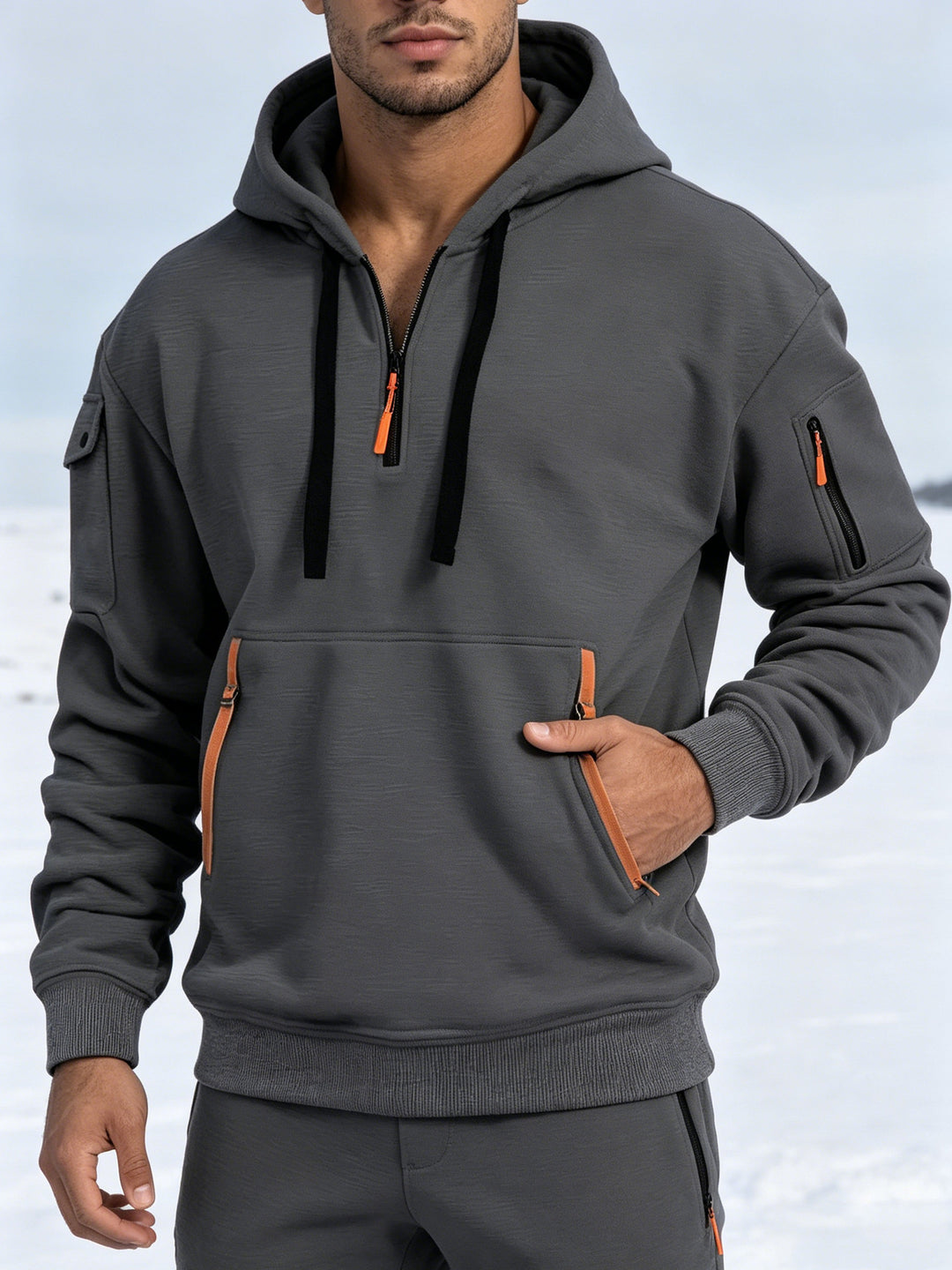 Herren Sportliche Kapuzenjacke mit seitlichen Reißverschlusstaschen – Cavarno