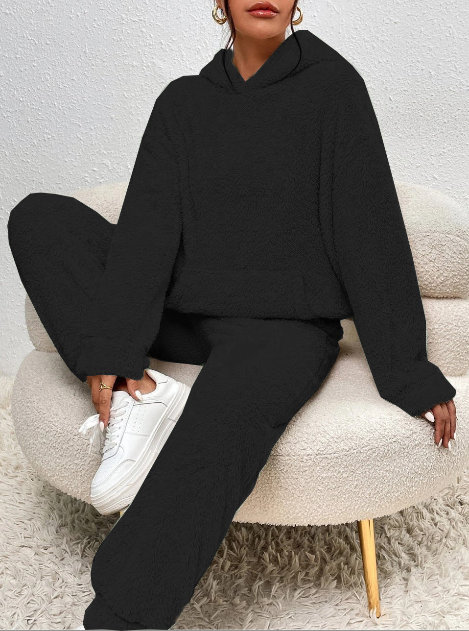Damen Fleece-LoungewEchoarchivr-Set mit Kapuze und Taschen Echoarchiv