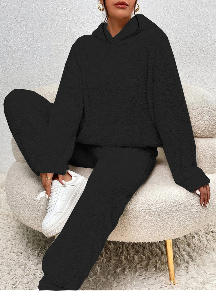 Damen Fleece-LoungewEchoarchivr-Set mit Kapuze und Taschen Echoarchiv