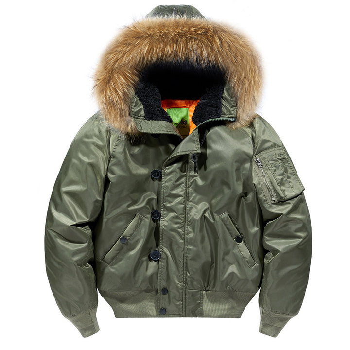 Herren  isolierte Bomberjacke mit Fleece-gefütterter Kapuze, Kragen und Ärmeltasche Echo Archiv