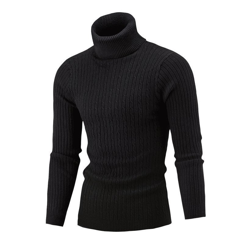 Herren nan gerippter Rollkragenpullover mit Zopfmuster und körpernaher Slim-Fit-Silhouette Echo Archiv