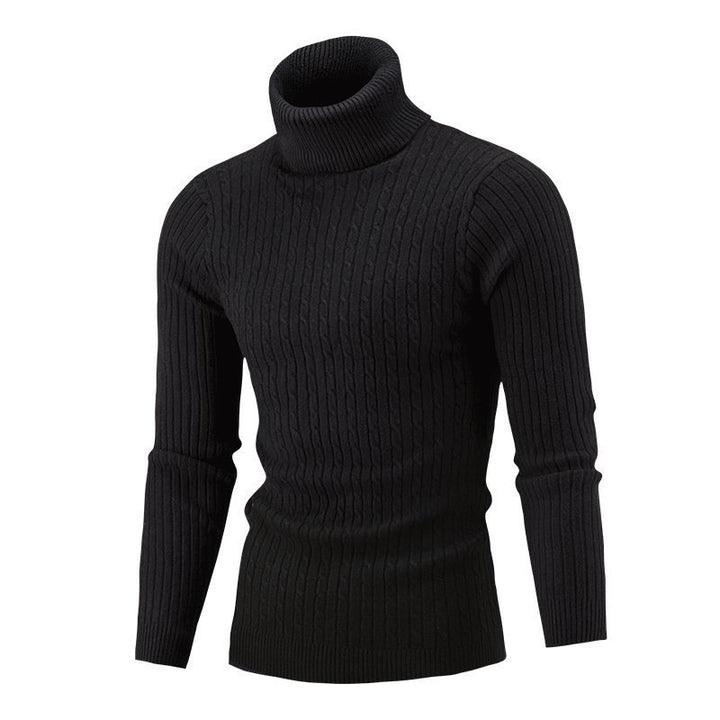 Herren nan gerippter Rollkragenpullover mit Zopfmuster und körpernaher Slim-Fit-Silhouette Echo Archiv