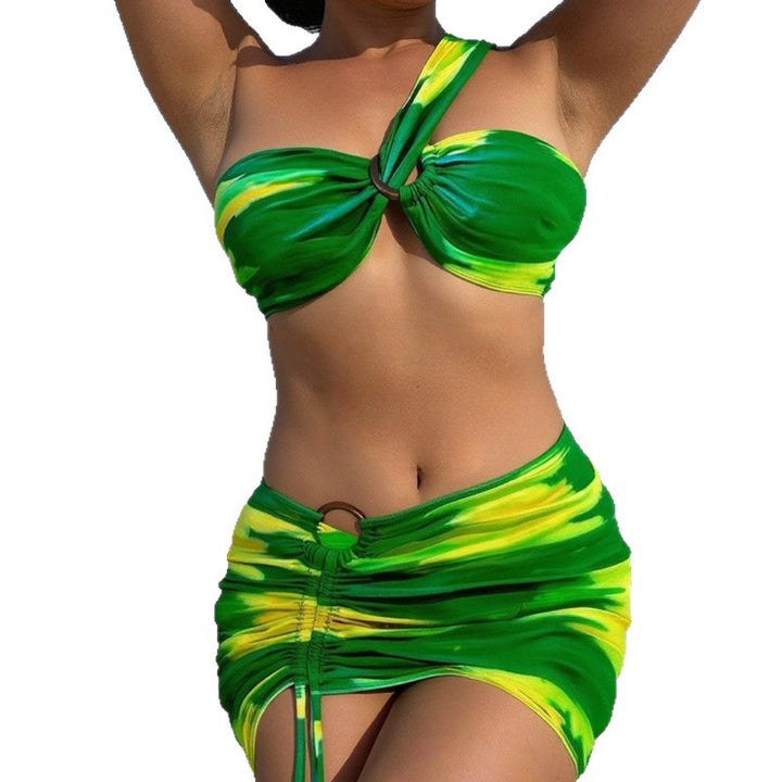 Damen Bikini-Set mit asymmetrischem Oberteil und raffiniertem Wickeldesign Echo Archiv