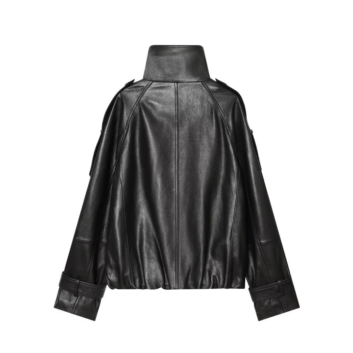 Damen Oversize Lederoptik Mantelcape mit hohem Stehkragen und doppelreihiger Knopfleiste Echo Archiv