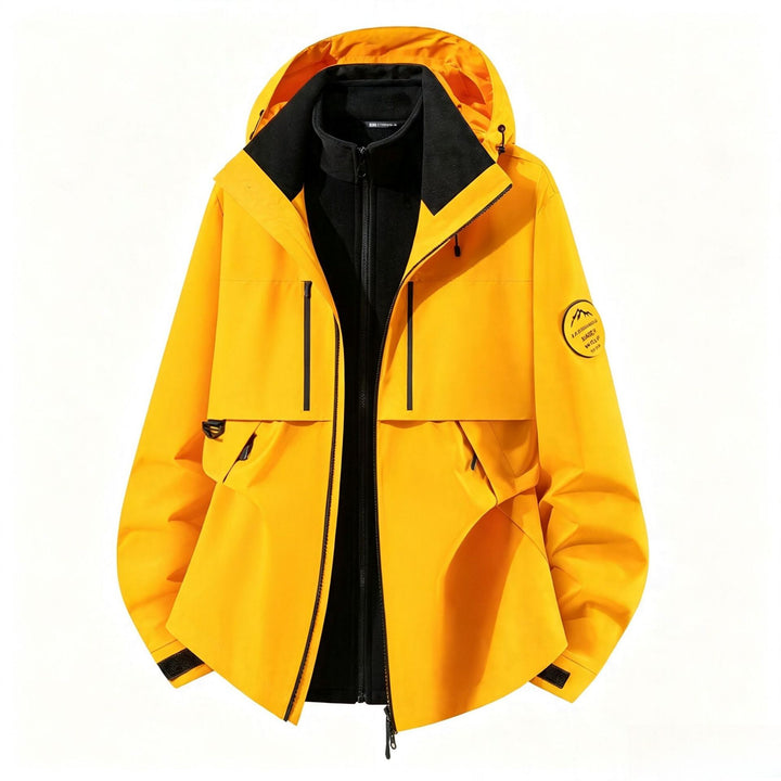 Herren dreilagige Softshell-Outdoorjacke mit herausnehmbarem Fleecefutter und Kapuze Echoarchiv