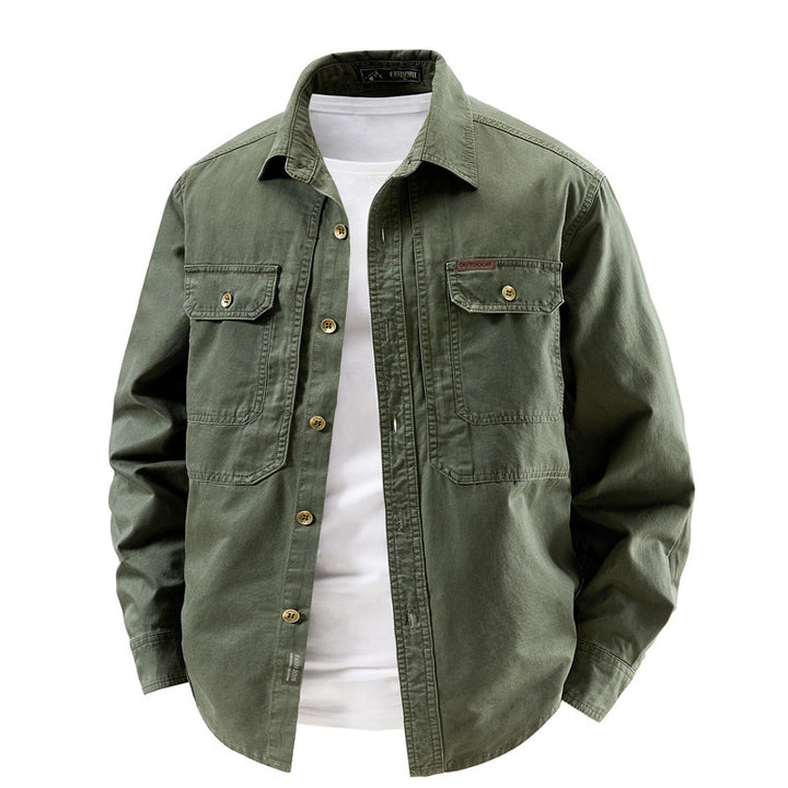 Herren nan robustes Baumwoll-Canvas-Overshirt mit aufgesetzten Klappentaschen, verstärkten Nähten und entspannter Passform Echo Archiv