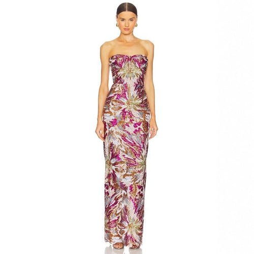 Damen Glamouröses Abendkleid mit schillernden Pailletten und taillierter Silhouette Echo Archiv