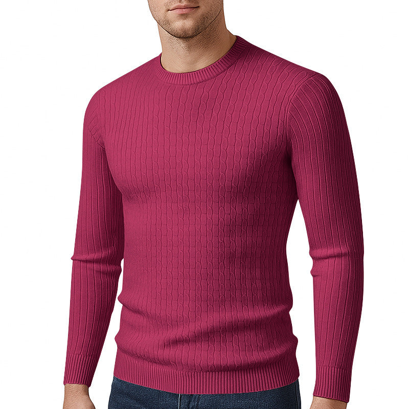 Herren modischer Strickpullover mit feinem Zopfmuster Echoarchiv
