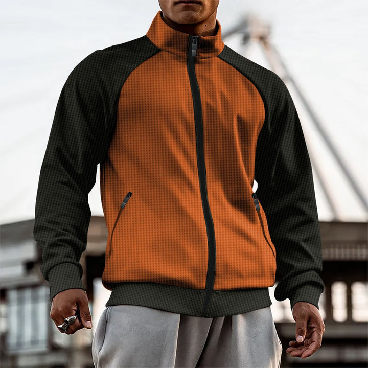 Herren sportliche Hybrid-Jacke mit hohem Kragen und funktionellen Reißverschlusstaschen Echoarchiv