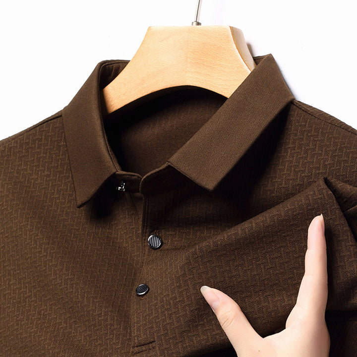 Herren langärmliges Poloshirt mit strukturiertem Design und modernem Schnitt Echoarchiv